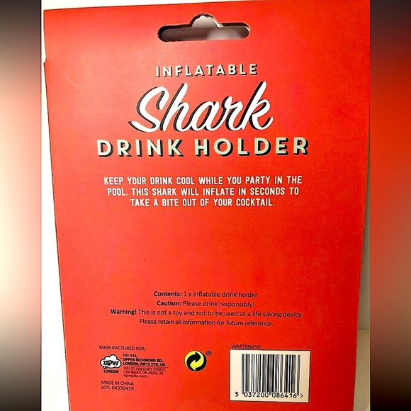 NPW New Inflatable Shark Drink Holder New In Box Lot of 2. - Picture 2 of 2